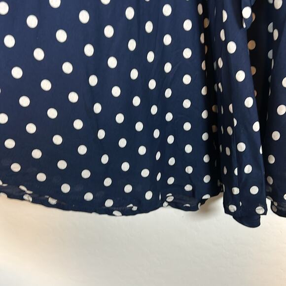 Anthropologie Porridge Retro Tie Waist Tandy Midi navy polka dot skirt Size S - Picture 4 of 10